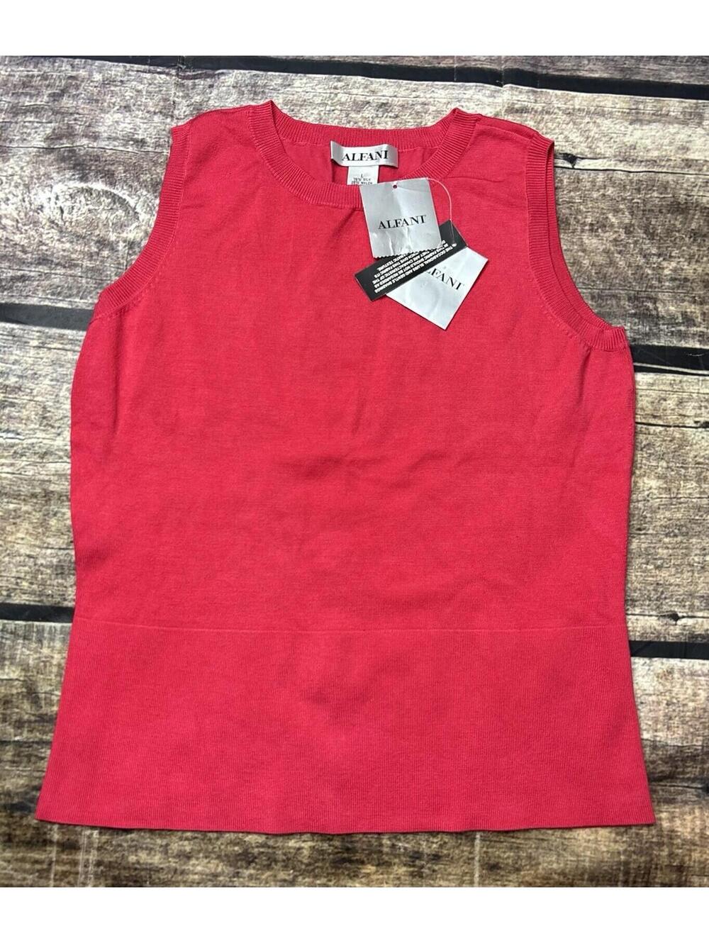 VTG Alfani Tank Top Womens Large Silk Red Pullover 90s